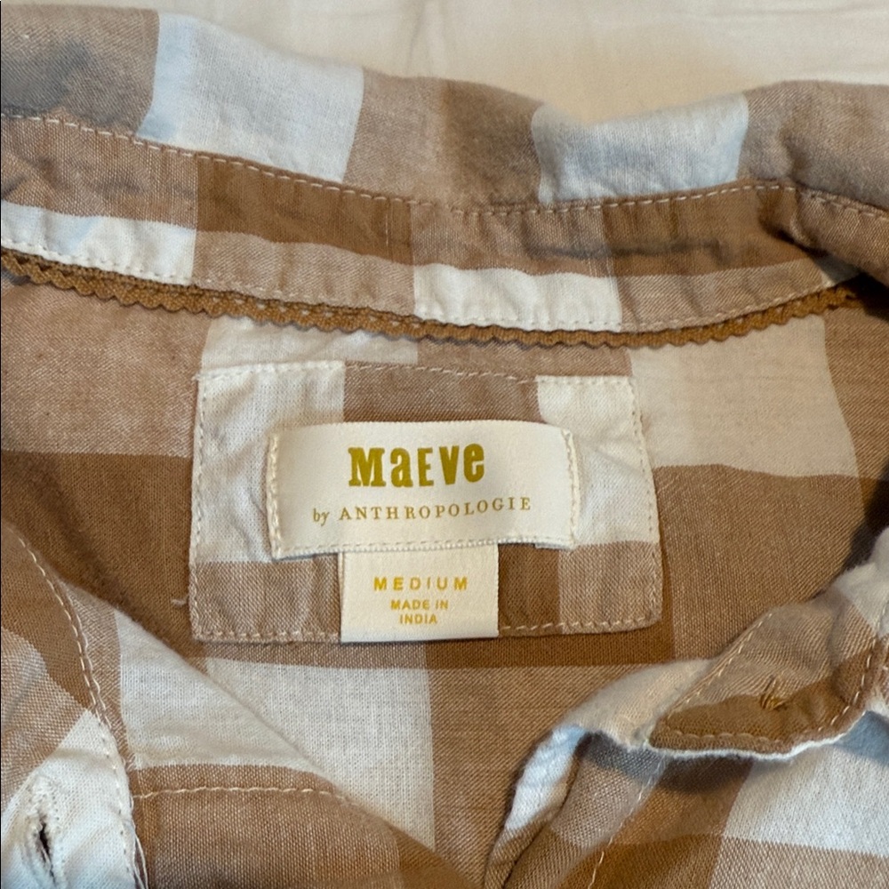 Maeve Anthropologie The Bennet Button-down Checkered Shirt Top Medium‎ - Picture 6 of 9